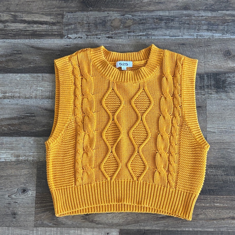 525 America Mustard Cable Knit Tank Top